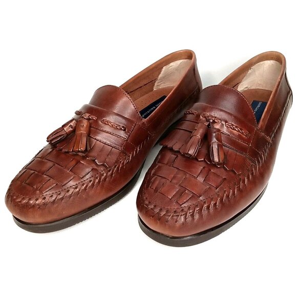 Vintage Men's Shoes Tassle Loafer Antigua Brown Size 9 Giorgio Brutini 1980s - Picture 1 of 11